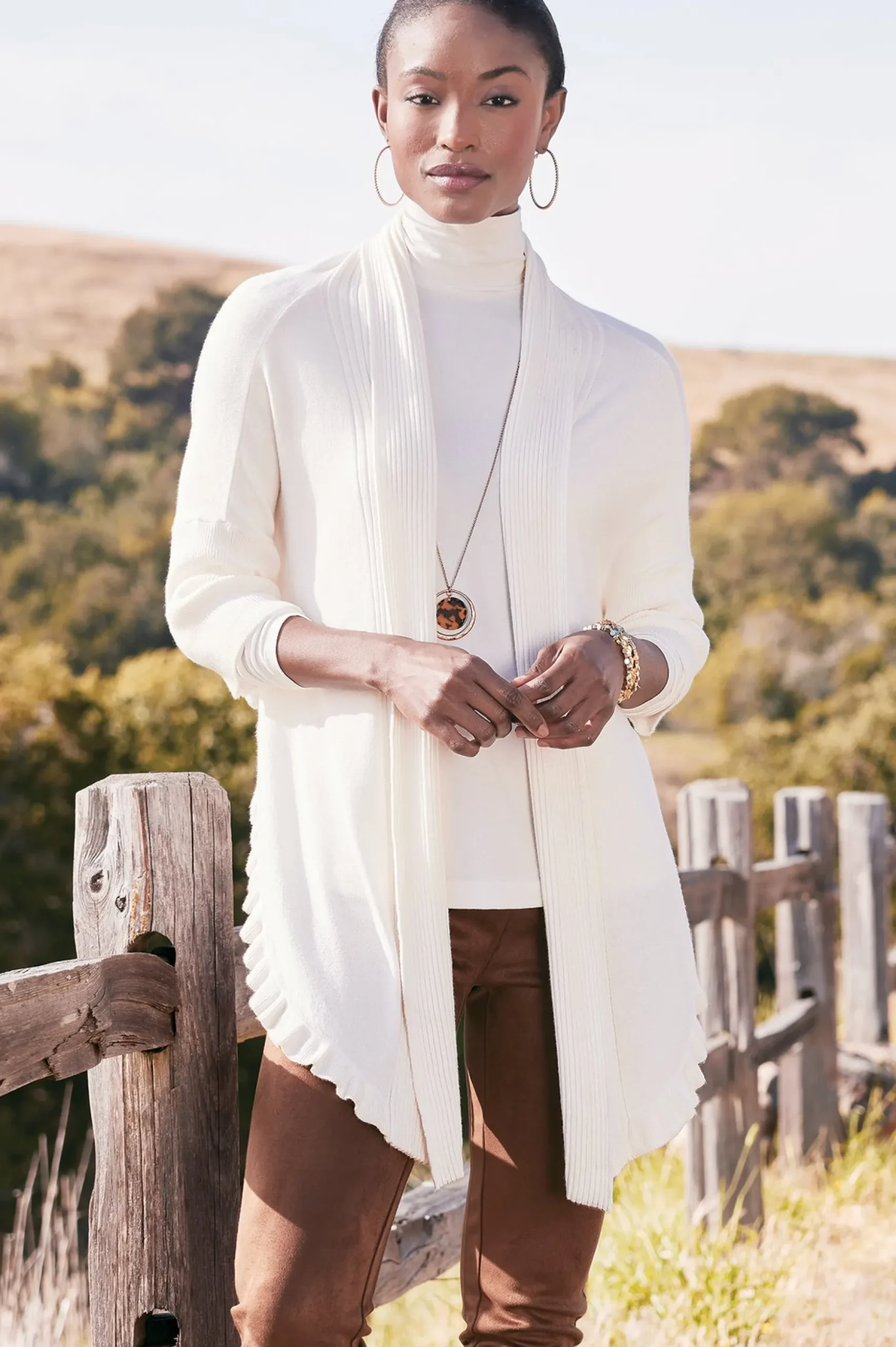 Draped Ruffle Cardigan