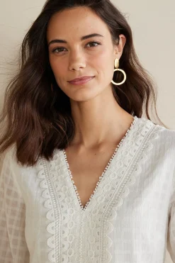 Petites Elodie Windowpane Gauze Top