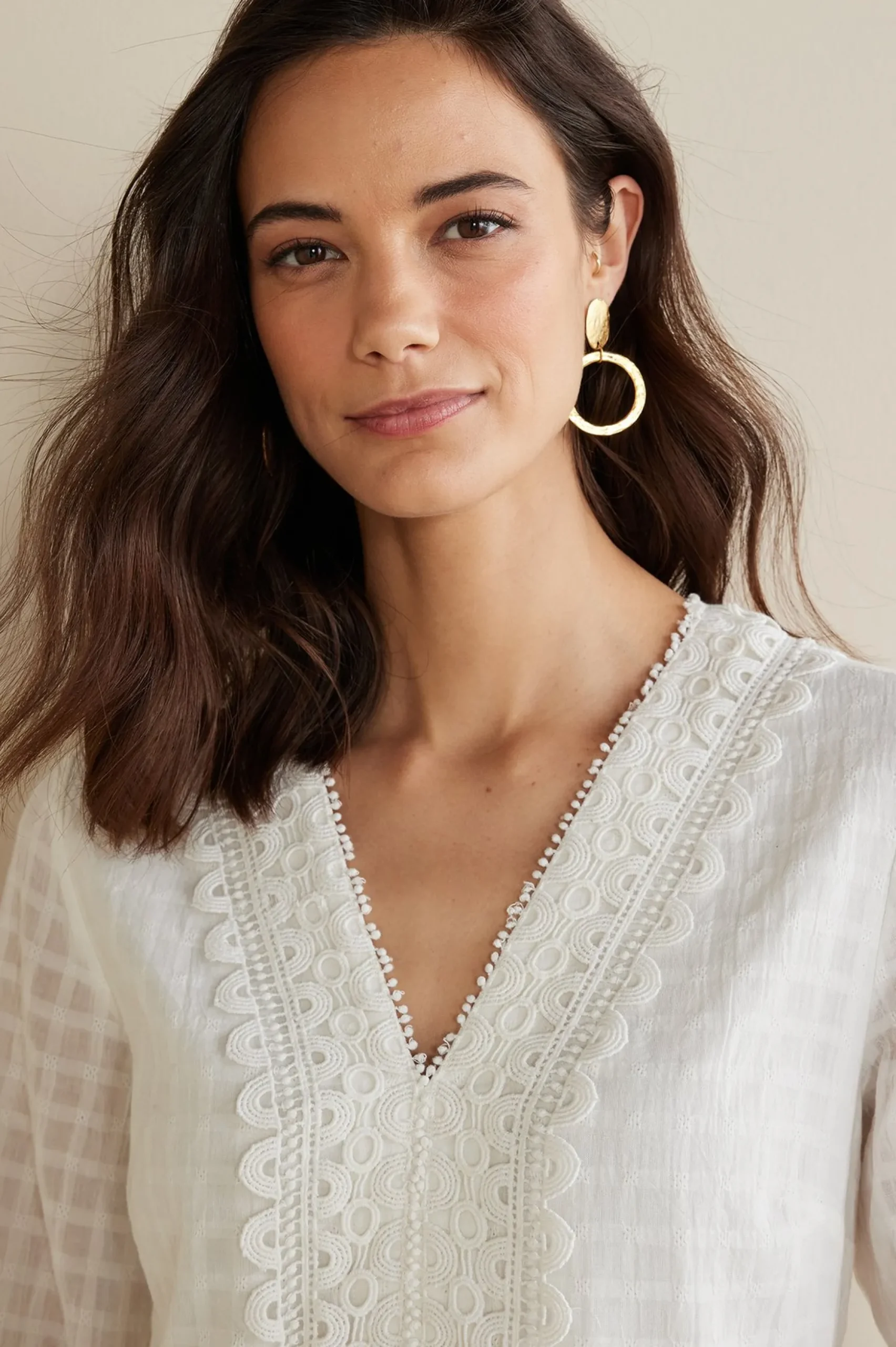 Petites Elodie Windowpane Gauze Top