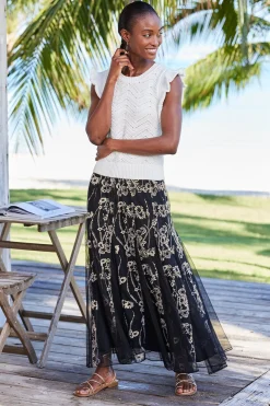 Petites Leatrice Embroidered Maxi Skirt