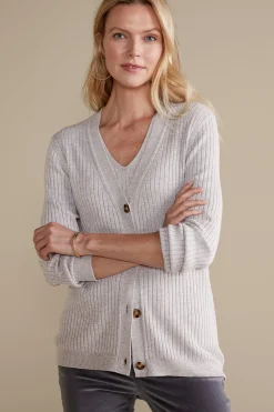 Soft Essential™ Ribbed Button-Front Cardi
