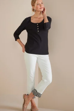 Solene Eyelet Denim Crop Jeans